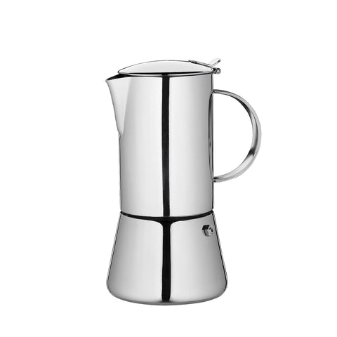 Cilio Stainless Steel Stovetop Espresso Maker - 10 Cup, Polished Stainless, Induction Ready - Moka Pot Coffee Maker for Gas - Electric & Induction Cooktops with Reusable Filter
