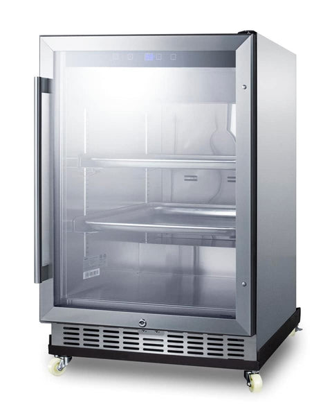 Summit 24” Beverage Center, Outdoor Beverage Refrigerator, Mobile Beverage Center, 5.0 cu.ft. Capacity, Stainless Steel & Glass- SCR611GLOSRI