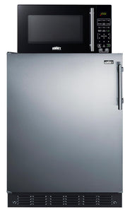 Summit Appliance MRF708BLSSALHD Microwave/Refrigerator Combination with Allocator; Includes FF708BLSSLHD All-refrigerator, and SM903BSA1 Microwave; Automatic Defrost; 5.1 cu.ft Capacity; LHD Swing
