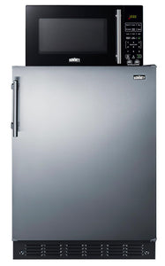 Summit Appliance MRF708BLSSA Microwave/Refrigerator Combination with Allocator; Includes FF708BLSS All-refrigerator, and SM903BSA1 Microwave; Automatic Defrost; 5.1 cu.ft Capacity; RHD Swing