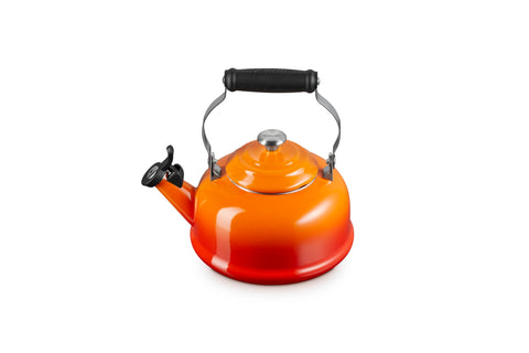 Le Creuset Enamel On Steel Whistling Tea Kettle with Metal Finishes, 1.7 qt., Flame