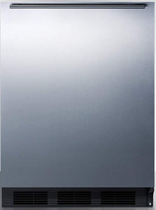Summit Appliance CT663BKSSHHADA 24" Wide Refrigerator-Freezer, ADA Compliant; 5.1 cu.ft.; Cycle Defrost; Stainless Steel Wrapped Door; Wine Shelf; Clear Crisper Drawer; Reversible Door