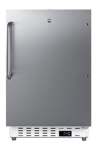 Summit 20" Undercounter Refrigerator with One-Solid Door | Commercial Upright Beverage Fridge for Beer Soda | 3.32 Cu.Ft, (4) Shelves, 20.25"W x 22.5"D x 31.75"H, White, Stainless Steel, 115v, NSF
