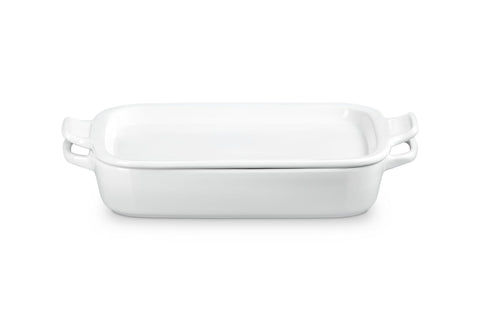 Le Creuset Stoneware Rectangular Dish with Platter Lid, 3 qt., White