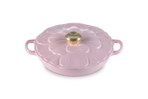 Le Creuset Enameled Cast Iron Signature Petal Braiser, 2.25 qt., Chiffon Pink w/Light Gold Knob