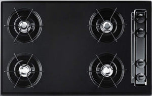 Summit 30" 4-Burner Gas Cooktop, Open Burners, Battery Start Ignition Gas Cooktop, Made in the USA, Black- TNL05P