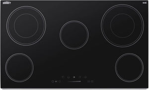 Summit 36" Electric Cooktop, 5-Burners, 208-240V Radiant Cooktop, Black- CR5B36T9B