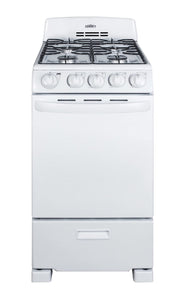 Summit 20” Gas Range, 4 Burners, White - RG200WS