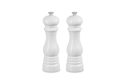 Salt And Pepper Mill Set - White 8" x 2 1/2" each