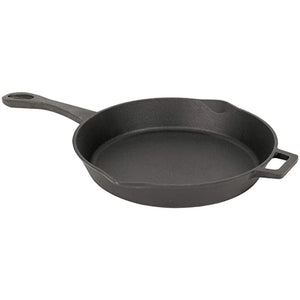 Bayou Classic 7434 14-in Cast Iron Skillet Features Helper Handle and Pour Spouts Perfect For Searing Braising Frying and Baking Pies and Cobblers