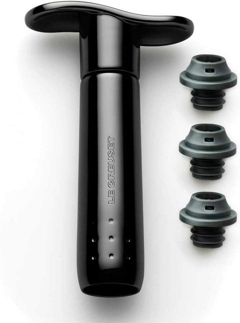 le Creuset WA137PL2-31 Wine Pump and 3-Stoppers, 1 EA, Black