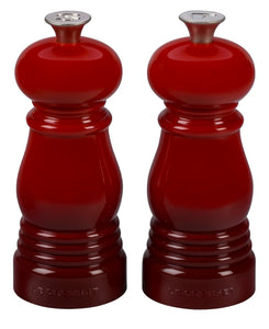 Le Creuset Petite Salt and Pepper Mill Set, 5" x 2" each, Cerise