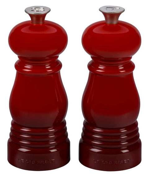 Le Creuset Petite Salt and Pepper Mill Set, 5" x 2" each, Cerise