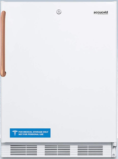 24 wide ADA compliant auto defrost all-refrigerator with lock, digital thermostat, internal fan, door storage, and copper handle