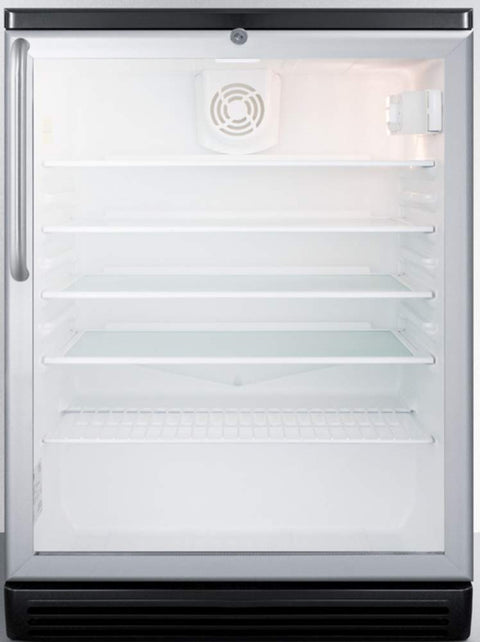 Summit SCR600BGLBITB 24"" Beverage Center with 5.5 cu. ft. Capacity Double Pane Tempered Glass Door Automatic Defrost and Adjustable Glass Shelves in Stainless Steel