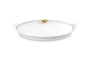 Le Creuset Stoneware Heritage Fish Baker, 1.7 qt., White