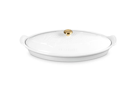 Le Creuset Stoneware Heritage Fish Baker, 1.7 qt., White