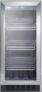 Summit 15” Beverage Center, 2.45 cu.ft. Capacity, Stainless Steel & Glass- SCR1536BG