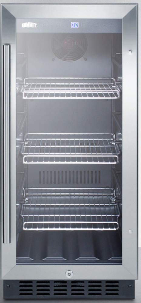 Summit 15” Beverage Center, 2.45 cu.ft. Capacity, Stainless Steel & Glass- SCR1536BG
