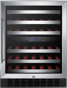 Summit Appliance SWC530BLBISTCSSADA ADA Compliant Dual Zone 24" Wide Built-In Wine Cellar with Glass Door, Digital Thermostat, Stainless Steel Trimmed Shelves and Stainless Steel Wrapped Cabinet