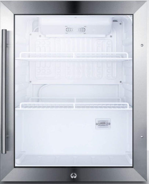 Summit Appliance SCR314LCSS Compact Beverage Center; 2.1 cu.ft; Glass Door; RHD; Interior LED Light; Adjustable Shelves; Automatic Defrost; Sealed Back; 100% CFC Free; 115V