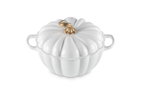 Le Creuset Enameled Cast Iron Signature Pumpkin Cocotte, 4 qt., White