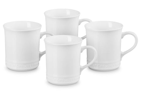 Le Creuset Stoneware Vancouver Mug, Set of 4, 14 oz. each, White