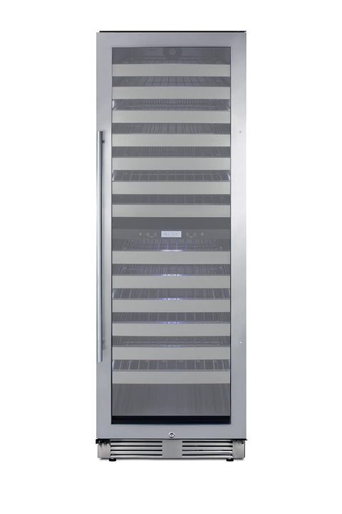 Summit Appliance SWCP2163CSS 24" Wide Dual-Zone Wine Cellar, Built-in Capable, 2 Temperature Zones, Digital Thermostat, 163 Bottles Capacity, LED Lighting, Factory-Installed Lock