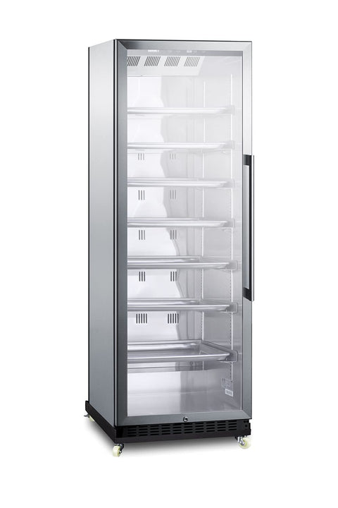 Summit Appliance SCR1401LHRICSS Full-Size Commercial Beverage Merchandiser with Self-closing Glass Door, Left Hand Door Swing, Sheet Pans and Adjustable Tray Supports, Stainless Steel Cabinet