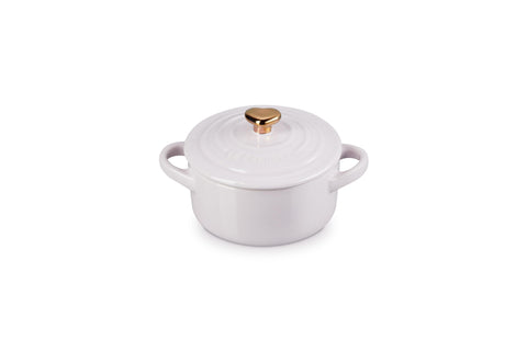 Le Creuset Stoneware Mini Round Cocotte, 8oz., Provence with Gold Heart Knob