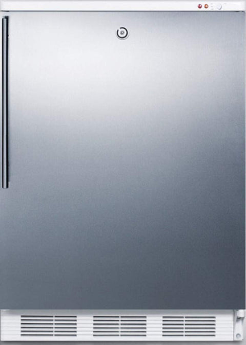Built-in medical all-freezer capable of -25 C operation, with front lock, wrapped stainless steel door and thin handle