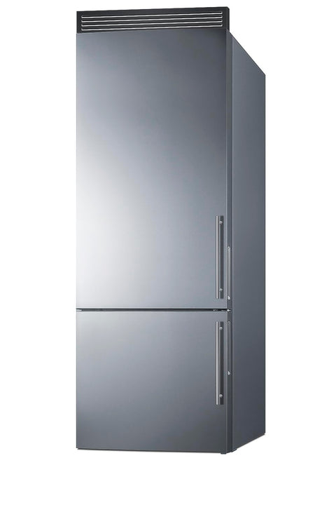 Summit FFBF279SSXH72LHD 28” Inch Wide Freezer Refrigerator, 14.6 cu.ft, Bottom Freezer, ENERGY STAR, Frost-Free, Digital Temperature, Adjustable Glass, LED Lighting, Full-Width Door Racks (LHD)
