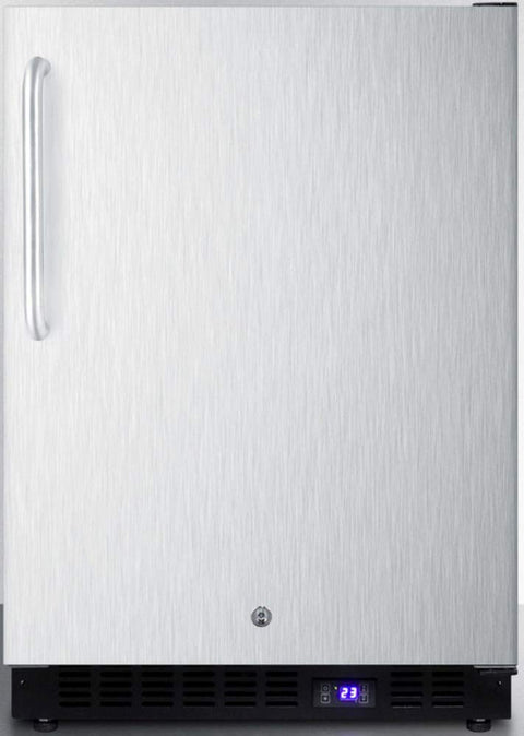Frost-free outdoor all-freezer w/icemaker, digital thermostat, black cabinet, lock, stainless steel door and towel bar handle built-in or freestanding