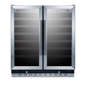 Summit SWC3066B 30"" Built-In Undercounter Dual Zone Wine Cooler with 66 Bottle Capacity in Stainless Steel