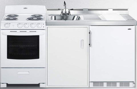 Summit 72" All-in-One Kitchenette, White- ACK72COILW