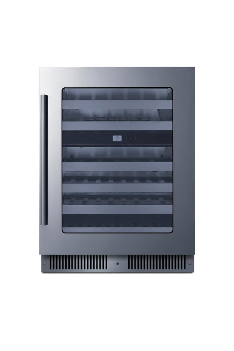 Summit 24” Wine Cellar, Built in Wine Refrigerator, 48 Bottle Capacity, Single Zone Wine Cellar, Stainless Steel & Glass- CL244WC2CSS (Right Hand Door)