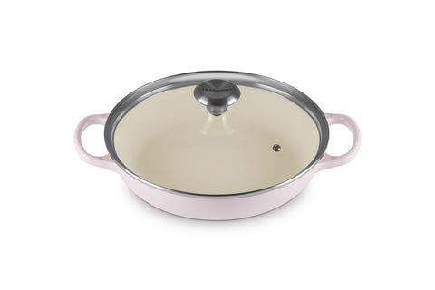 Le Creuset Enameled Cast Iron Signature Round Braiser with Glass Lid, 2.25 qt., Shallot
