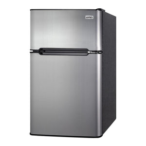 Summit Appliance CP34BSS 2-Door Refrigerator-Freezer, 19" Wide, 3.2 cu.ft Capacity, Adjustable Glass Shelf, Cycle Defrost, Adjustable Thermostat, Right Hand Door Swing, Leveling Legs