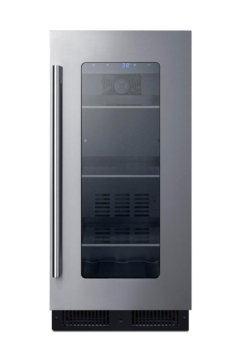 Summit 15” Beverage Center, 2.3 cu.ft. Capacity, ADA Compliant, Stainless Steel & Glass- ALBV15CSS