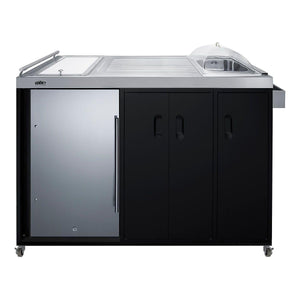 Summit CARTOS54RS Portable Outdoor Kitchenette Bar Cart Beverage Center, Built-in Refrigerator, Sink, and Faucet, Comes with Cutting Board and Sink Drain Container (LHD)