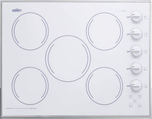 Summit 27" Electric Cooktop, 5-Burners, 230V Radiant Cooktop, White- CR5B274W