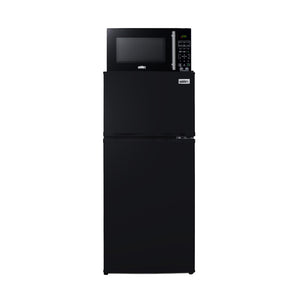Summit 19” Refrigerator and Microwave Combination, Freezer, 4.3 cu.ft Capacity, With USB Ports and Allocator, Black - MRF713BA
