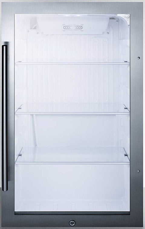 Summit 19” Beverage Center, 3.13 cu.ft. Capacity, Shallow Depth, Outdoor Refrigerator, Stainless Steel, Glass Door- SPR489OSCSS