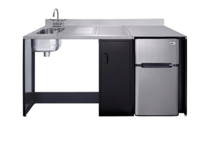 Summit 72" Wide All-in-One Kitchenette, Barrier Free Kitchenette, Refrigerator, Sink, Wheelchair Accessible, Black and Stainless - CK72ADALBFNCK