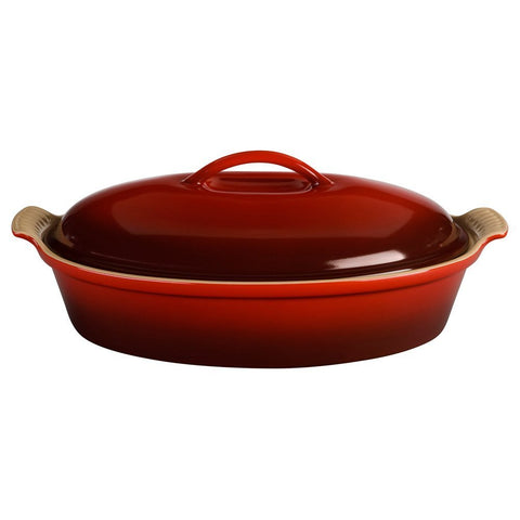 Le Creuset Stoneware Heritage Covered Oval Casserole, 4 qt. (14"), Cerise