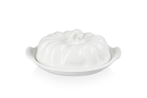 Le Creuset Stoneware Pumpkin Butter Dish, White