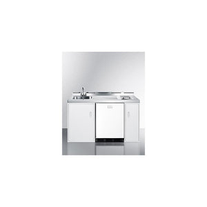 Summit 60" All-in-One Kitchenette with Sink and Fridge, White - C60ELGLASS