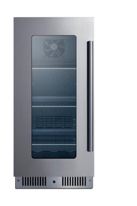 15inch wide built-in beverage center with seamless stainless steel door trim