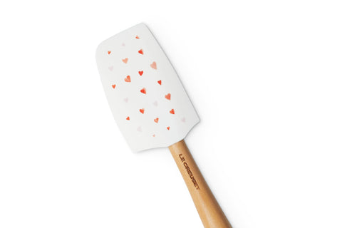 Le Creuset Mon Coeur Collection Silicone Craft Medium Spatula, White with Hearts