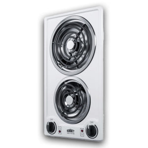 Summit 12" 2 Burner Electric Cooktop, White- CCE211WH